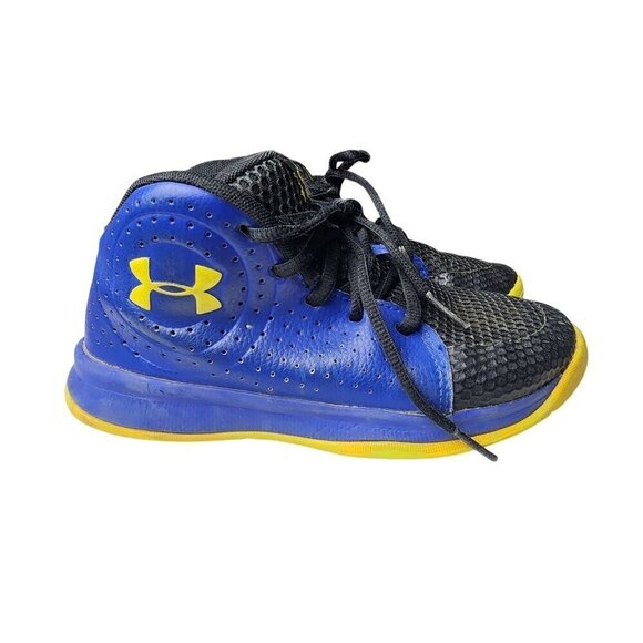 Under Armour Youth Boys Basketball Shoes Black/Blue Size 1 - Picture 1 of 9